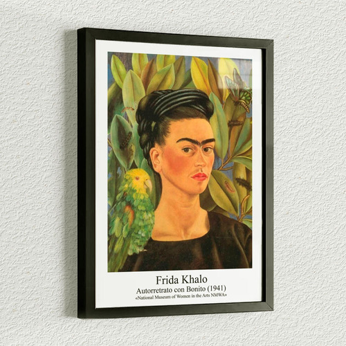 Cuadro 60x40 Arte - Frida Khalo - Autorretrato Con Bonito