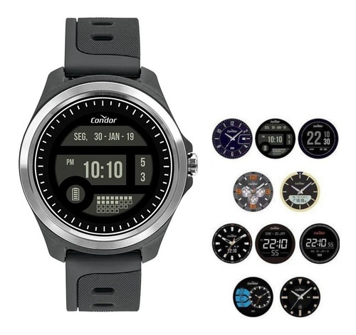 Relógio Condor Masculino Cokw05caa/8c Preto Preto E Prata Lcd Negativo