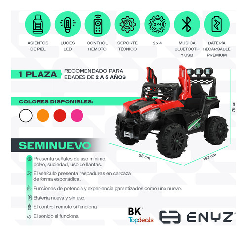 Montable Eléctrico Seminuevo + Control Remoto +asientos Piel (Usado)