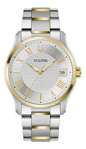 Reloj Bulova Classic Wilton Para Caballero Original 98b391 Color de la correa Plateado/Oro Color del fondo Plateado