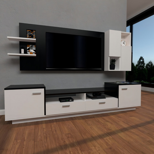 Modular Moderno Mueble Living Panel Para Lcd/led H/55 Color Marrón