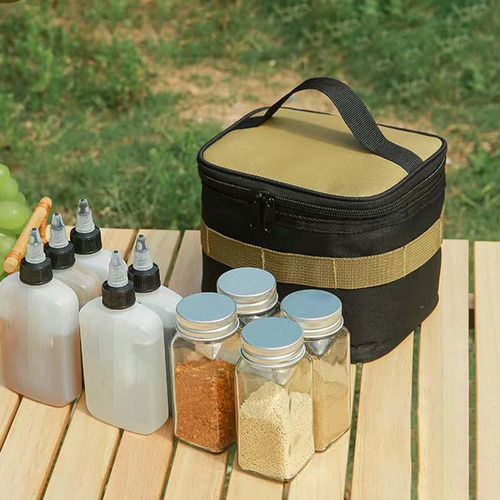 Bolsa De Tarros De Especias Para Acampar, Con Frascos