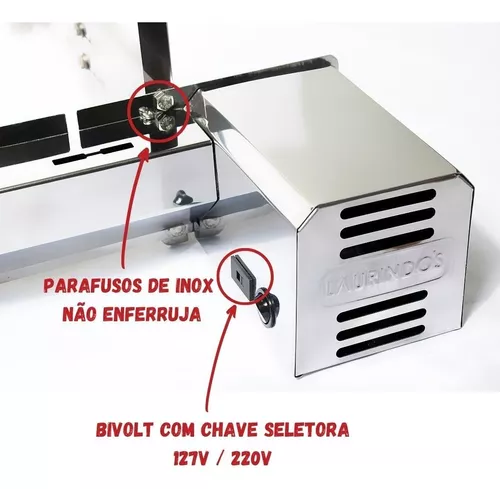 Grelha Cesto Espeto Giratório 65cm Grill Laurindos Curto