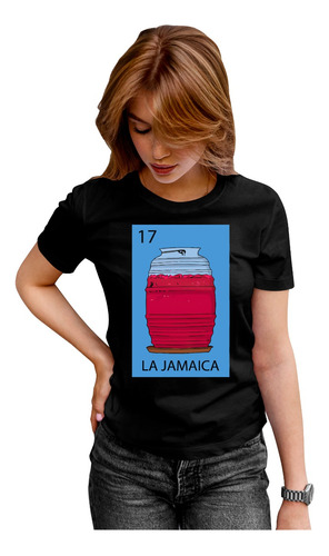 Playera Negra Dama Original De Carta De Loteria La Jamaica