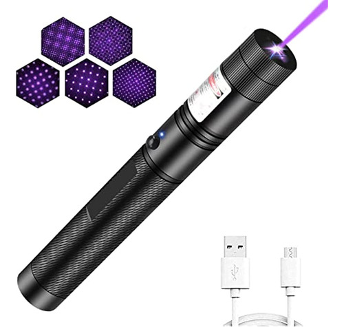 Puntero Láser Morado, Potente, 5000 Mw, Recargable Por Usb