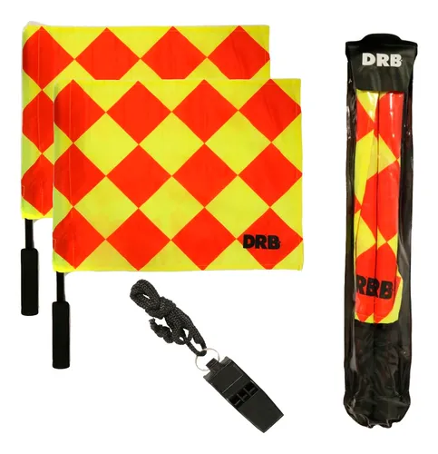 Kit Arbitro Futbol Banderines + Silbato Extra Plano Pvc Juez