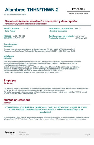 Imagen 3 de 3 de Alambre 12 Awg Thhn 90°c Blanco X 100 Metros Procables