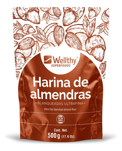 Harina De Almendra Wellthy 500gr Superfoods. Keto Friendly