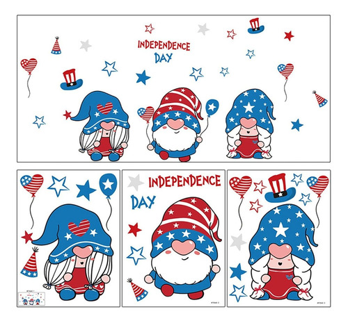 Dwarfss Stickers Independence Pvc Day Gnome Wall Decor