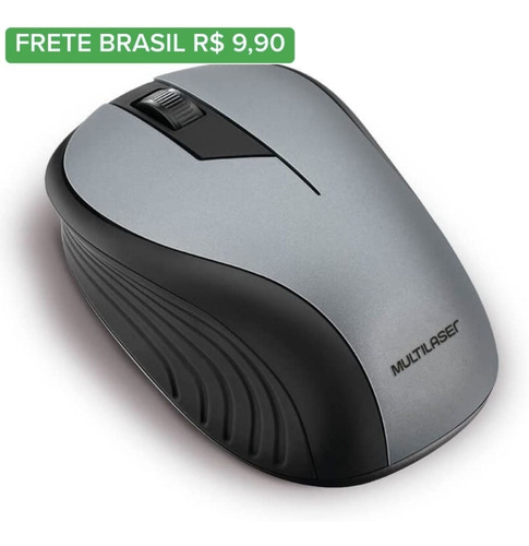 Mouse Sem Fio 2.4ghz Preto Grafite Usb Multilaser Mo213 Lm1