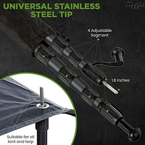 Imagen 3 de 6 de Varillas De Aluminio Ajustables Carpa Camping 4 Polos Negro