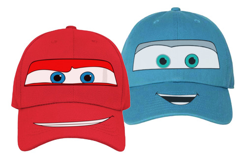 * Par De Gorras De Rayo Mcqueen Y Sally. 2 Piezas Tela Vinil