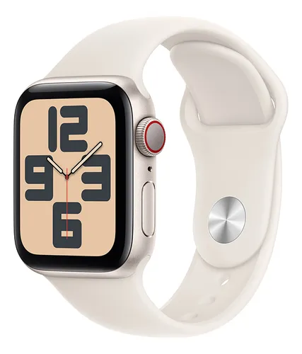 Apple Watch SE GPS + Cellular • Caja de aluminio blanco estelar de 40 mm • Correa deportiva blanco estelar - M/L - Distribuidor Autorizado