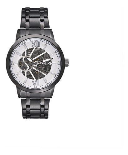 Reloj Zoea Ez8009-h Hombre Negro Acero Mecánico 30m Correa Negro-2