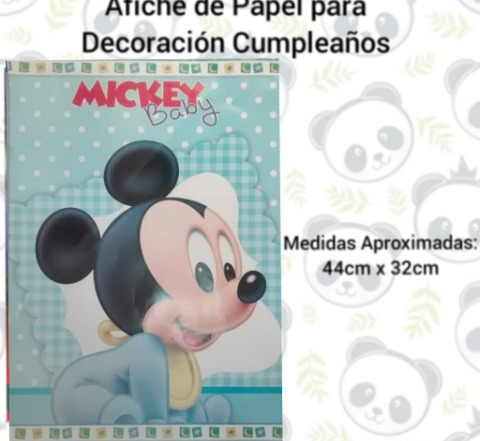 Afiche Para Piñata Cumpleaños Mickey Bebé Precio Por 2