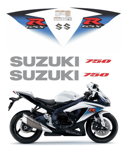 Kit Adesivos Suzuki Gsxr 750 2010 Branca 75010az