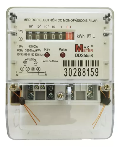Contador medidor de electricidad monofásico 30A 230V 50Hz de plástico  transparente - Cablematic