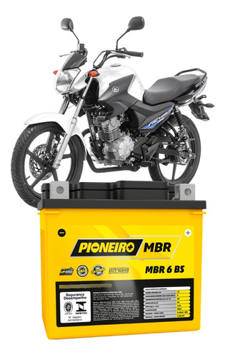 Bateria Moto Yamaha Factor Ybr 125 K 2011 Pioneiro Mbr 6 Bs