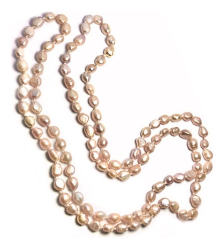 Collar Perlas De Río Rosada Largo 114cm