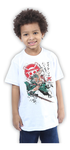 Camiseta One Piece Zoro Infantil Camisa Anime 100% Algodão 