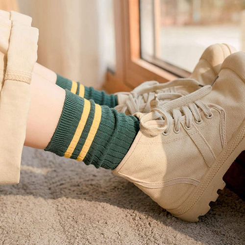Calcetines Deportivos De Algodón Con Patrón Rayas Para Mujer