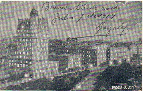 Tarjeta Postal - Avenida Paseo Colón, Buenos Aires Ca. 1920
