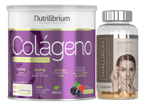 Colágeno Verisol Coq-10 + Ácido Hialurônico Biotina Premium Sabor Frutas Vermelhas