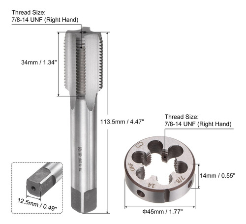 Juego De 2 Roscas Y Troqueles 22 Mm Para Reparación De Torni