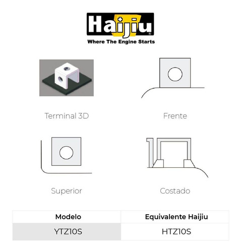 Imagen 4 de 9 de Batería Moto Haijiu Htz10s-fa Agm Gel Libre Mantenimiento