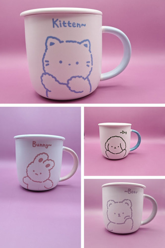 Taza Anime 400 Ml - Diseño Funcional Y Estilo Kawaii Blanco Kitten
