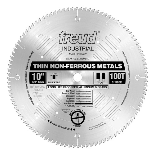 Hoja De Metal No Ferroso Freud De 10 X 100 T De Culata Delga