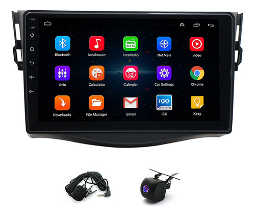 Auto Radio Estéreo Android Gps Para Toyota Rav4 2006-2011 Color Black