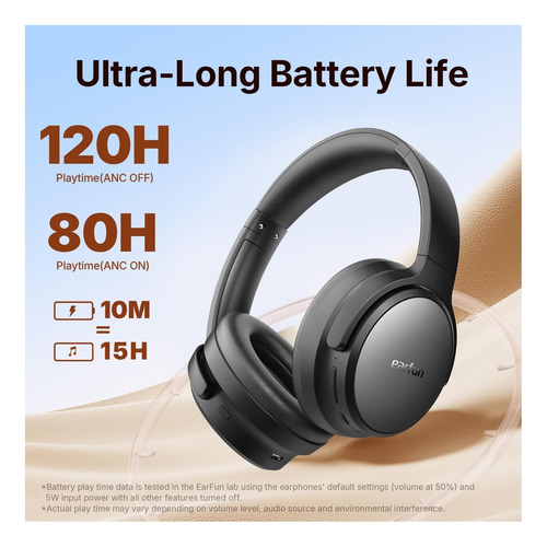 Audífono Earfun Tune Pro Bluetooth 5.4 120h Hi-res Audio Anc
