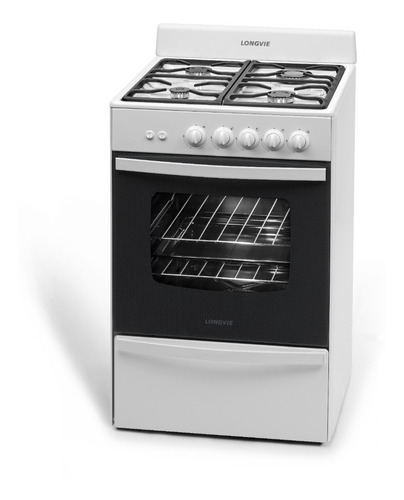 Imagen 3 de 3 de Cocina A Gas Longvie 13331bf 56cm Blanca Cajón Parrilla