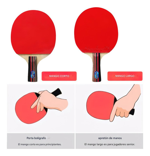 Kit De Paletas Ping Pong Mango Corto Con Pelotas
