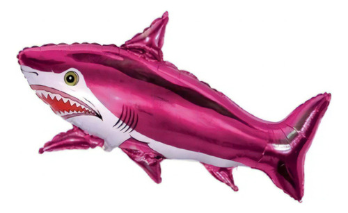 Balão Metalizado Animal Tubarão Pink Azul Crianças 35cm