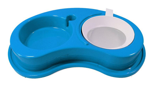 Comedouro Plastico Anti-formiga Luxo Duplo - M (azul)