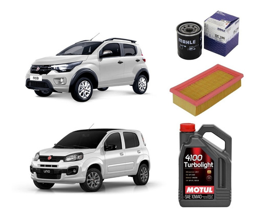 Kit 2 Filtros Fiat Mobi Uno 1.4 Fire Y Motul 10w40 X4