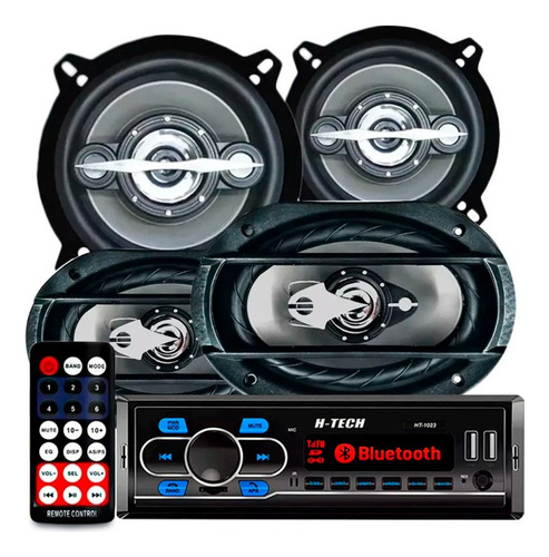 Kit Falante 6x9 + 5 Pol + Rádio Bluetooth Carro Mp3 Usb 310w Cor Prata