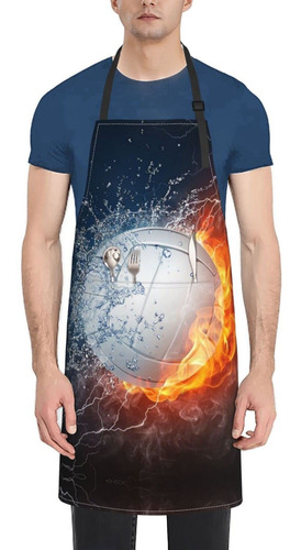 Delantal Impermeable Voleibol Hielo Fuego Bolsillo Para