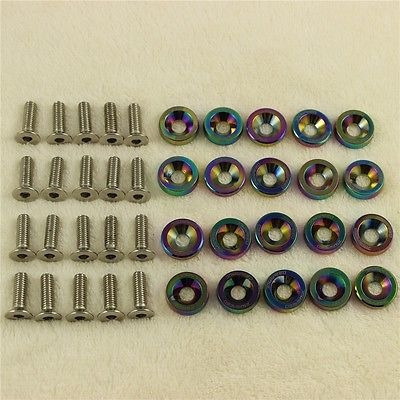 Cromo De Neo Cnc Billet Aluminio Guardabarros Arandela Perno