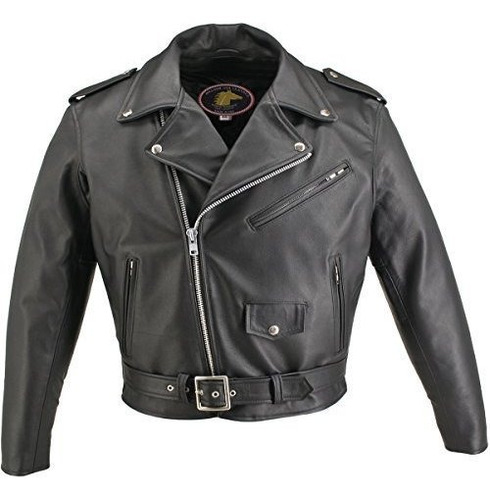 Motociclismo, Chaqueta Básica De Cuero De Moto Para Hombre (