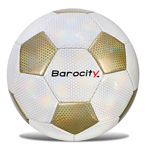 Barocity Classic White And Gold Size 5 Soccer Ball  Premium