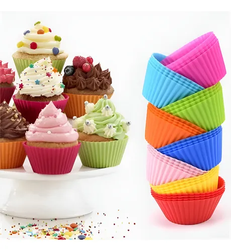 Kit 12 Formas Silicone Mini Cupcake Bolo Muffin Assadeira