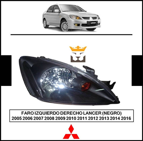 Faro Izquierdo Derecho Lancer Negro 2005 2006 2007 2010 2016