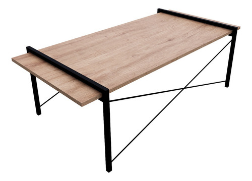 Mesa De Centro Para Sala Portofino Metal Y Madera Color Marrón claro