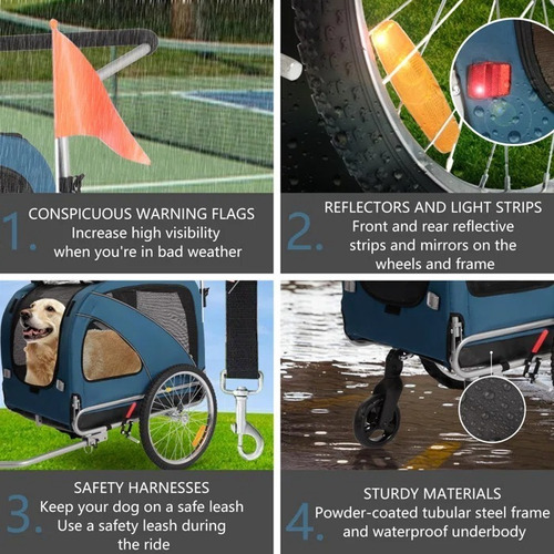 Imagen 10 de 10 de Cochecito-remolque Para Llevar Mascotas En Bici Hasta 40kg