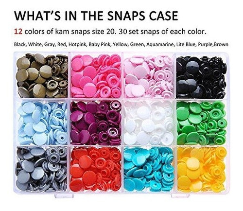 Botones Kam Snaps Starter Fasteners Kit -360pcs Snap Tamaño