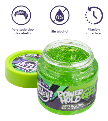5 Geles Para Cabello Fijación Fuerte, Sin Alcohol, 250ml C/u