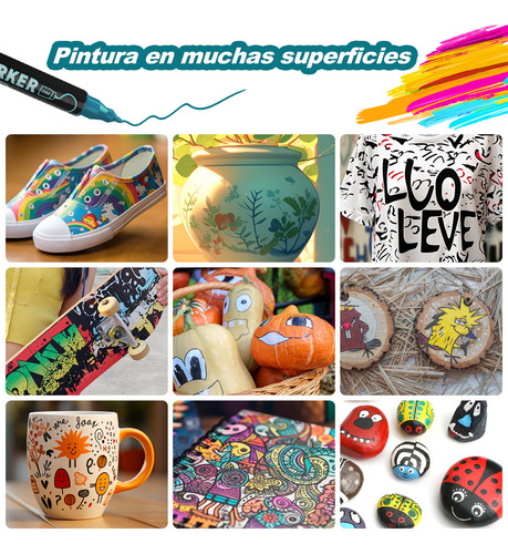 Kit De 120 Colores Plumones Acrilico Punta Plumones